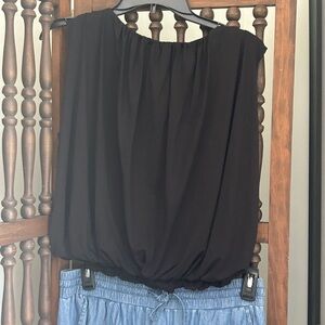 Bubble Top Black Women's Medium New With Tags Sexy Bubble Pleated Top